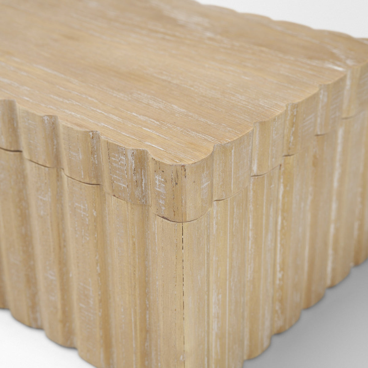 Strata Fluted White-Washed Wood Decorative Box Set