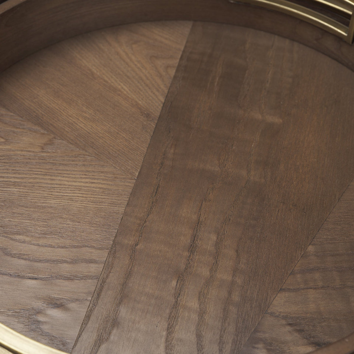 Langford Round Dark Brown Walnut Wood w/ Brass Handles Decorative Tray Set from Mercana - Luna Furniture