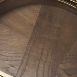 Langford Round Dark Brown Walnut Wood w/ Brass Handles Decorative Tray Set from Mercana - Luna Furniture