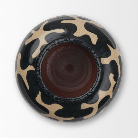 Bosma Black and Cream Ceramic Urn from Mercana - Luna Furniture