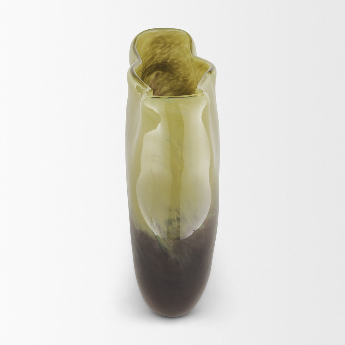Tulano Low Green and Brown Glass Vase from Mercana - Luna Furniture
