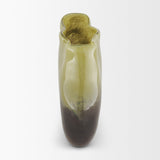 Tulano Low Green and Brown Glass Vase from Mercana - Luna Furniture