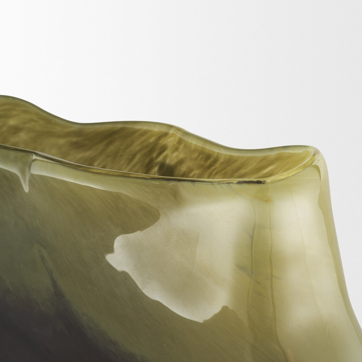 Tulano Low Green and Brown Glass Vase from Mercana - Luna Furniture
