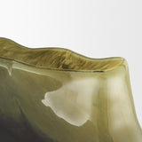 Tulano Low Green and Brown Glass Vase from Mercana - Luna Furniture