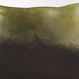 Tulano Low Green and Brown Glass Vase from Mercana - Luna Furniture