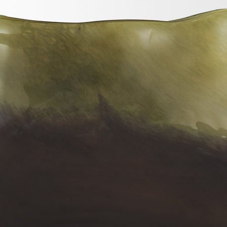 Tulano Low Green and Brown Glass Vase from Mercana - Luna Furniture