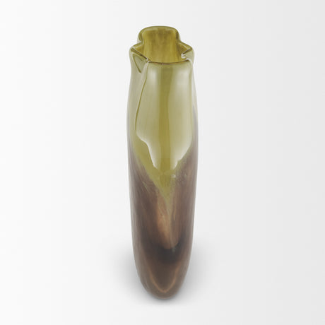 Tulano Medium Green and Brown Glass Vase from Mercana - Luna Furniture