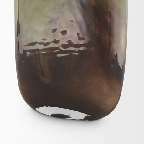 Tulano Medium Green and Brown Glass Vase from Mercana - Luna Furniture