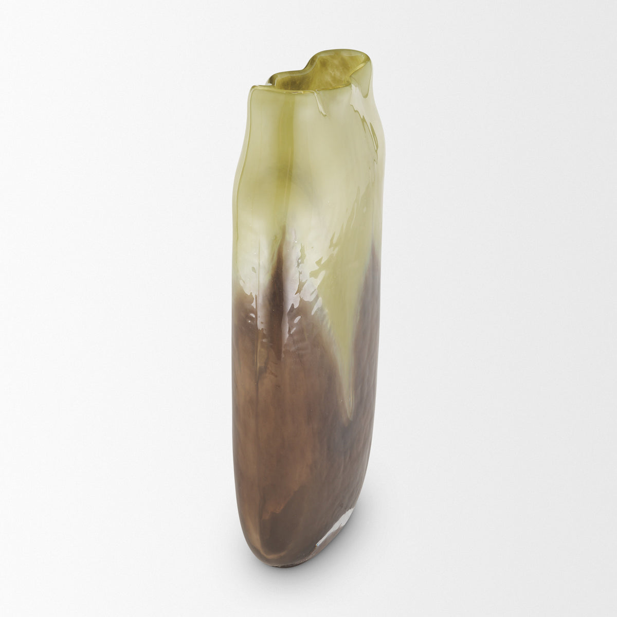 Tulano Tall Green and Brown Glass Vase from Mercana - Luna Furniture
