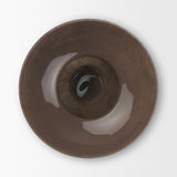 Bruna Wide Mouth Geometric Brown Glass Vase from Mercana - Luna Furniture