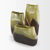Tulano Medium Green and Brown Glass Vase from Mercana - Luna Furniture