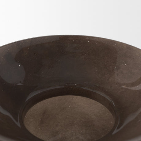Bruna Wide Mouth Geometric Brown Glass Vase from Mercana - Luna Furniture