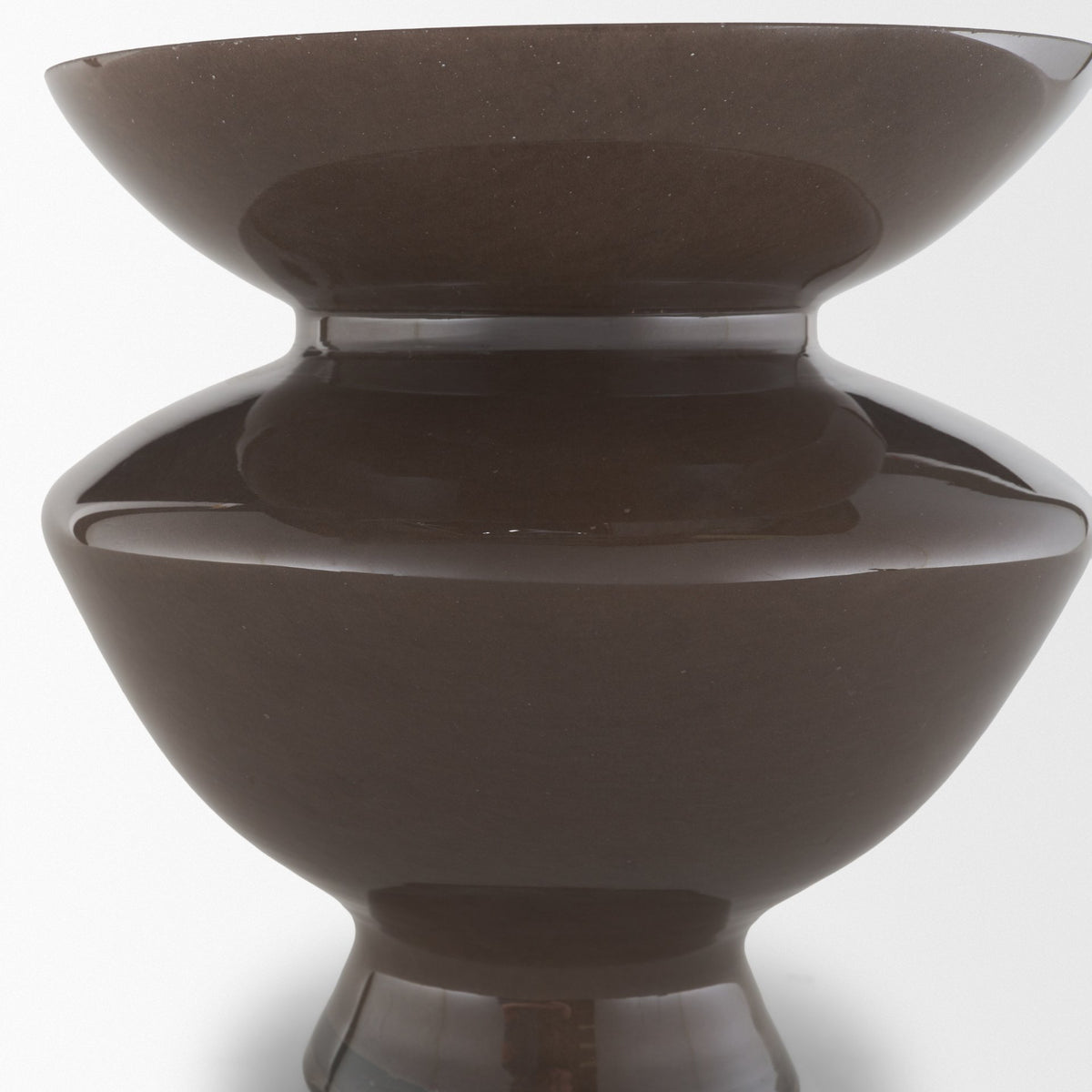 Bruna Wide Mouth Geometric Brown Glass Vase from Mercana - Luna Furniture