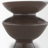 Bruna Wide Mouth Geometric Brown Glass Vase from Mercana - Luna Furniture
