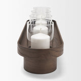 Plinth White-Washed Wood w/ Glass Candle Holder from Mercana - Luna Furniture