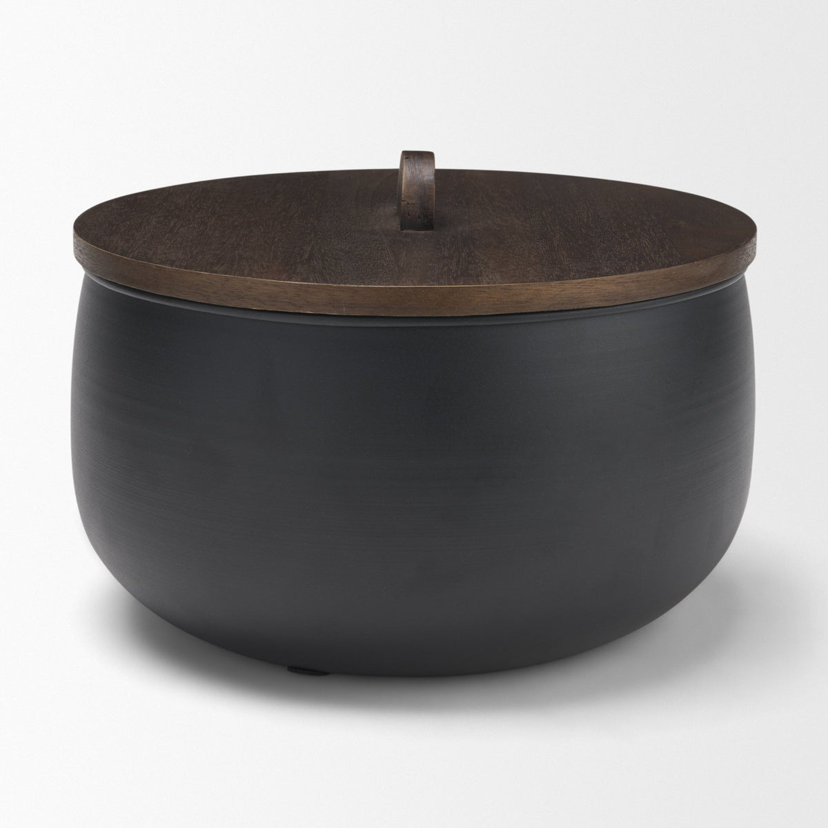 Voss Black Metal w/ Dark Wood Lid Canister from Mercana - Luna Furniture