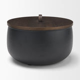 Voss Black Metal w/ Dark Wood Lid Canister from Mercana - Luna Furniture