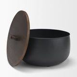 Voss Black Metal w/ Dark Wood Lid Canister from Mercana - Luna Furniture