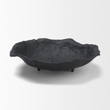 Verdant Small Matte Black Metal Decorative Centerpiece Bowl from Mercana - Luna Furniture