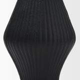 Patine Matte Black Metal Fluted Hourglass Decorative Vase