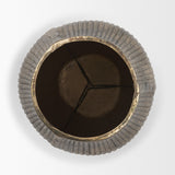 Patine Wide Antiqued Brass Metal Fluted Decorative Vase