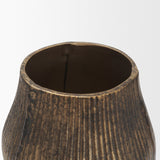 Patine Wide Antiqued Brass Metal Fluted Decorative Vase