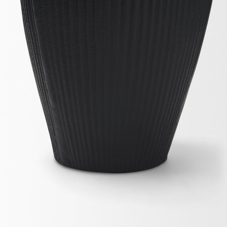 Patine Wide Matte Black Metal Fluted Decorative Vase from Mercana - Luna Furniture