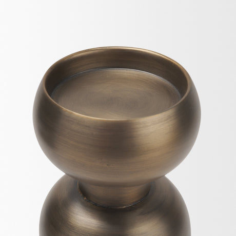 Pelar Large Antiqued Brass Stacked Pillar Candle Holder from Mercana - Luna Furniture