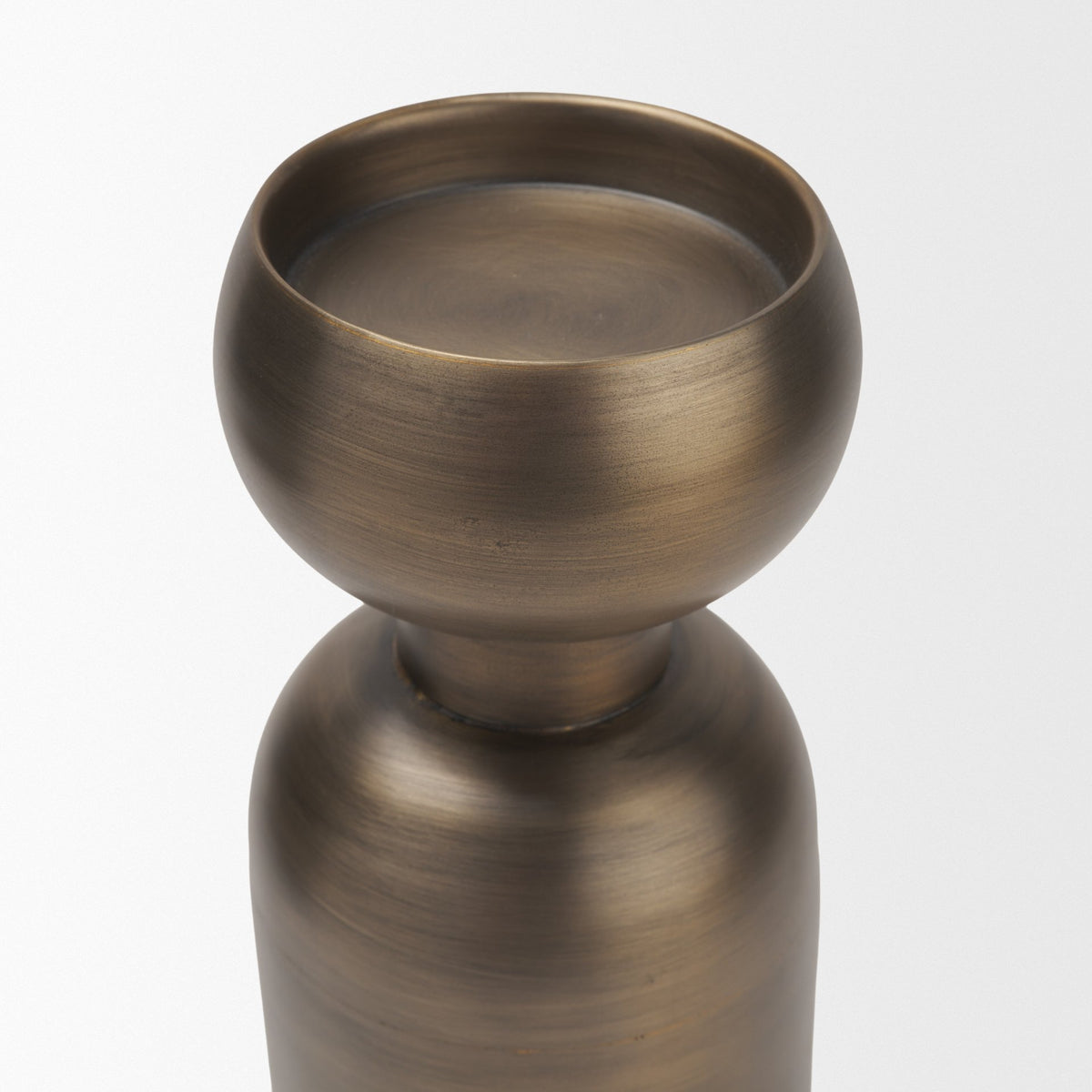 Pelar Large Antiqued Brass Stacked Pillar Candle Holder
