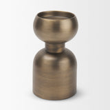 Pelar Small Antiqued Brass Stacked Pillar Candle Holder