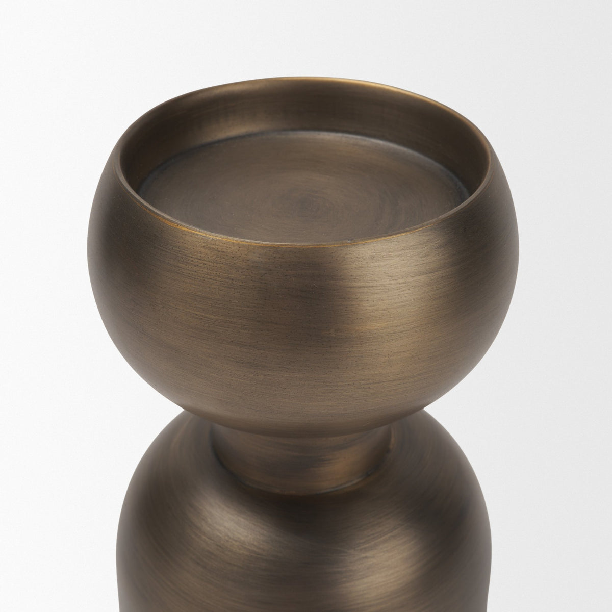 Pelar Small Antiqued Brass Stacked Pillar Candle Holder