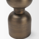 Pelar Small Antiqued Brass Stacked Pillar Candle Holder