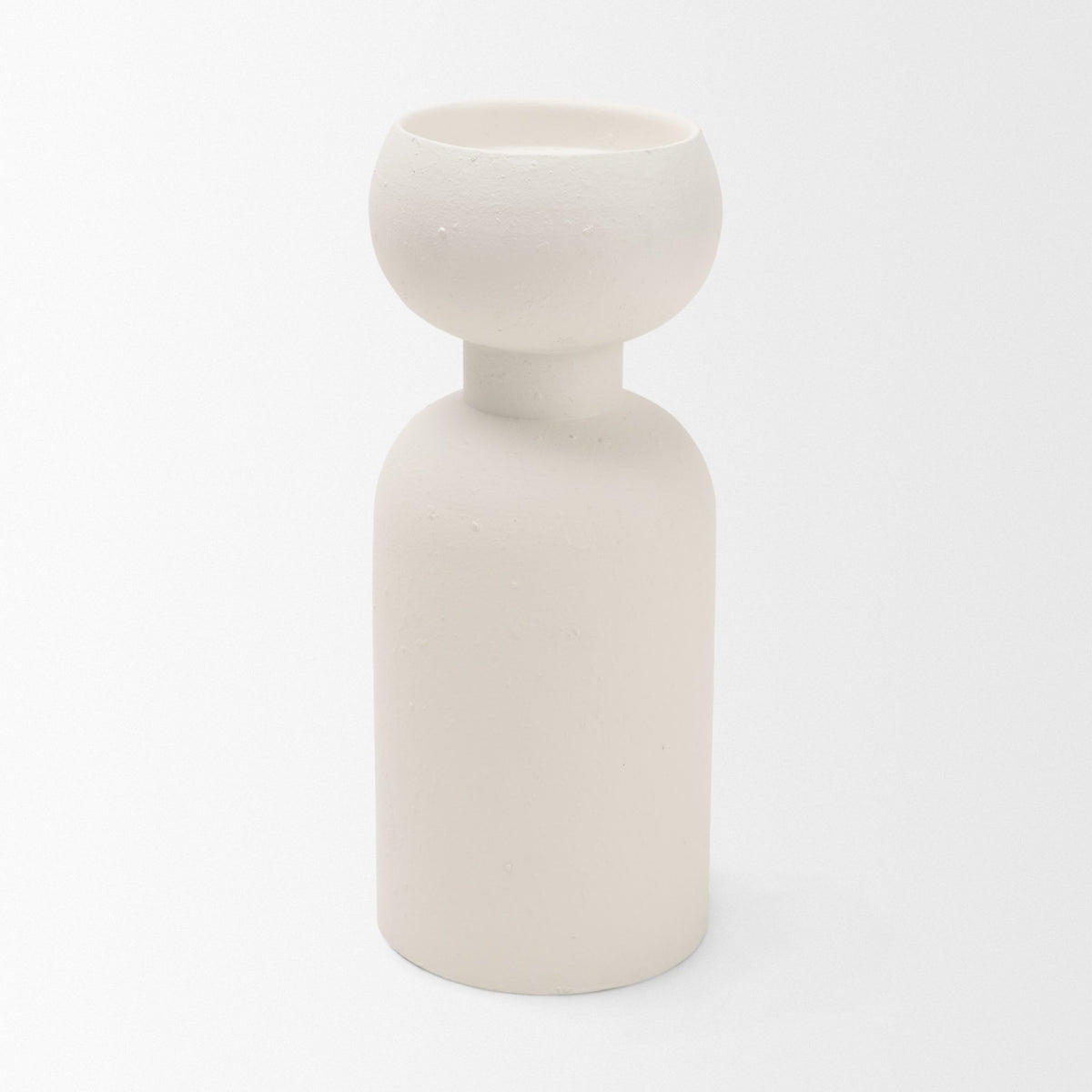 Pelar Large Matte White Metal Stacked Pillar Candle Holder