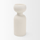 Pelar Large Matte White Metal Stacked Pillar Candle Holder