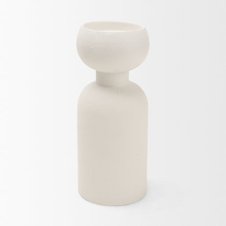 Pelar Large Matte White Metal Stacked Pillar Candle Holder from Mercana - Luna Furniture