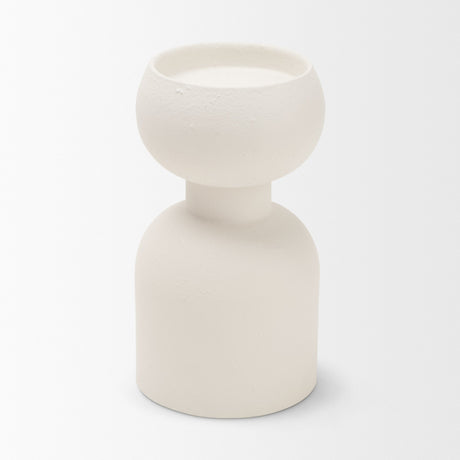 Pelar Small Matte White Metal Stacked Pillar Candle Holder from Mercana - Luna Furniture