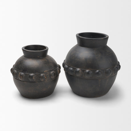 Douro Small Earthy Brown Dotted Vase from Mercana - Luna Furniture