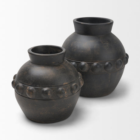 Douro Medium Earthy Brown Dotted Vase from Mercana - Luna Furniture