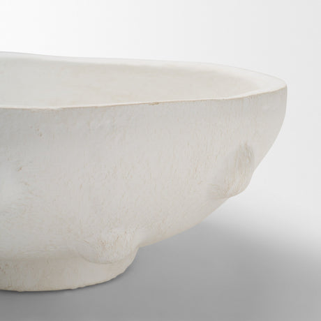 Punto Small White Paper Mache Dotted Centerpiece Bowl from Mercana - Luna Furniture