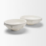 Punto Small White Paper Mache Dotted Centerpiece Bowl from Mercana - Luna Furniture