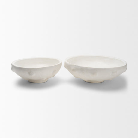 Punto Small White Paper Mache Dotted Centerpiece Bowl from Mercana - Luna Furniture