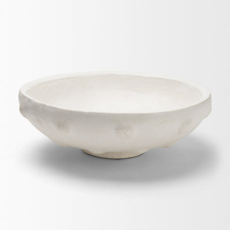 Punto Large White Paper Mache Dotted Centerpiece Bowl from Mercana - Luna Furniture