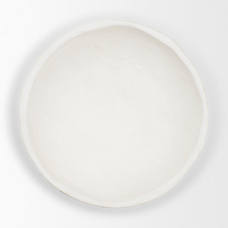 Punto Large White Paper Mache Dotted Centerpiece Bowl from Mercana - Luna Furniture