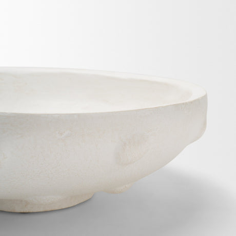 Punto Large White Paper Mache Dotted Centerpiece Bowl from Mercana - Luna Furniture