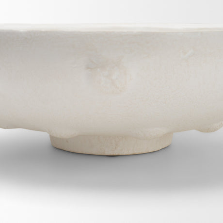 Punto Large White Paper Mache Dotted Centerpiece Bowl from Mercana - Luna Furniture