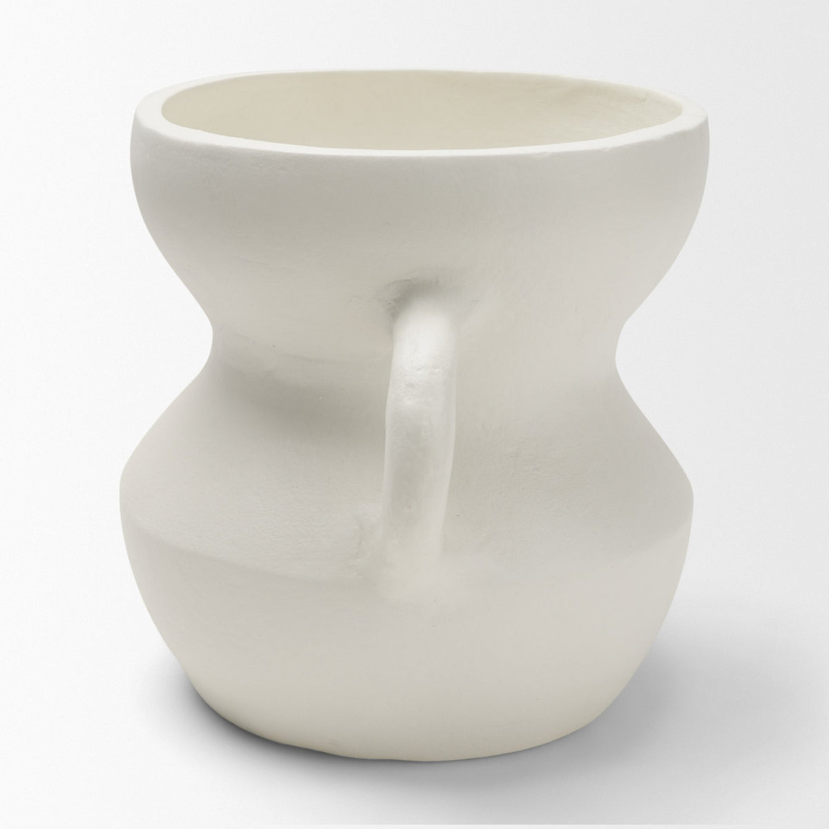 Mika Wide White Ceramic Vase w/ Handles from Mercana - Luna Furniture