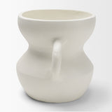 Mika Wide White Ceramic Vase w/ Handles from Mercana - Luna Furniture