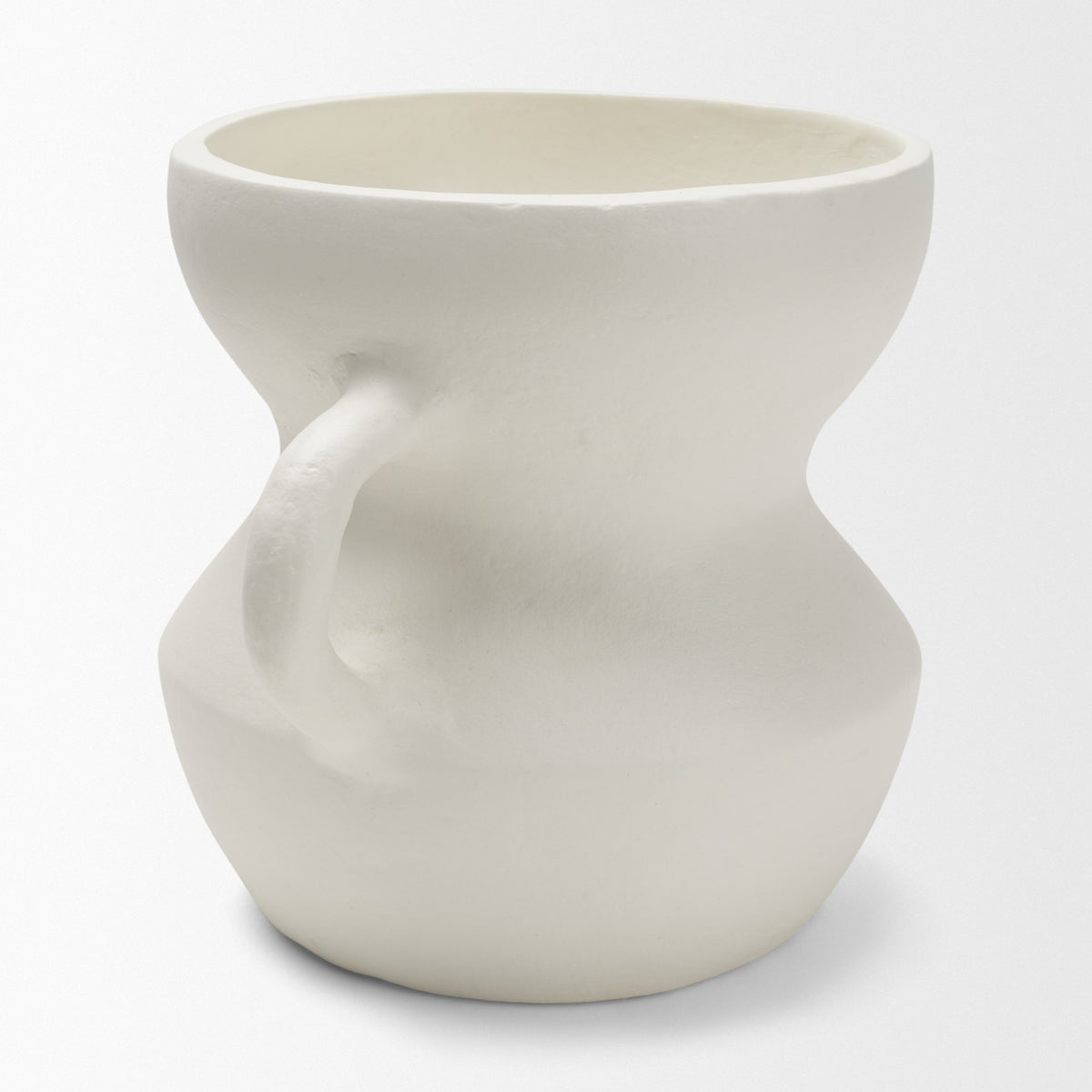 Mika Wide White Ceramic Vase w/ Handles from Mercana - Luna Furniture
