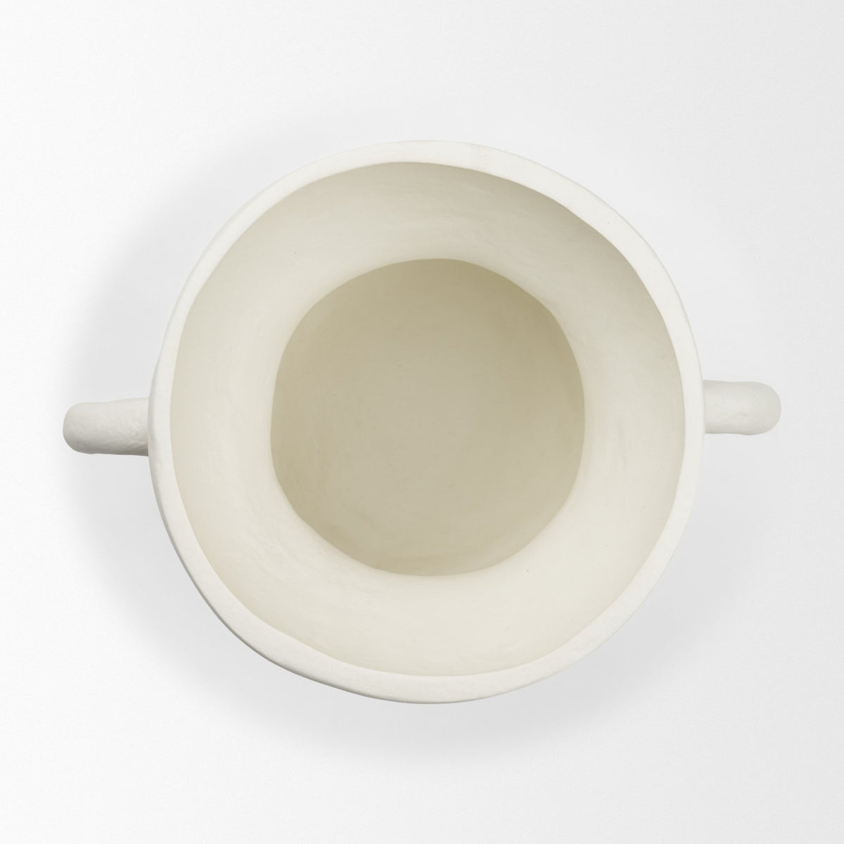 Mika Wide White Ceramic Vase w/ Handles from Mercana - Luna Furniture