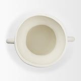 Mika Wide White Ceramic Vase w/ Handles from Mercana - Luna Furniture